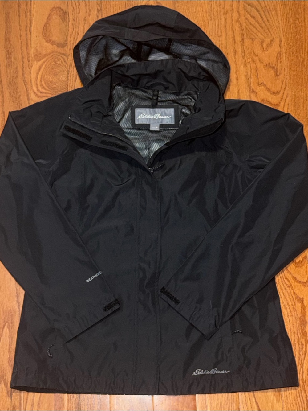 Eddie Bauer Black Waterproof Hooded Rain Jacket